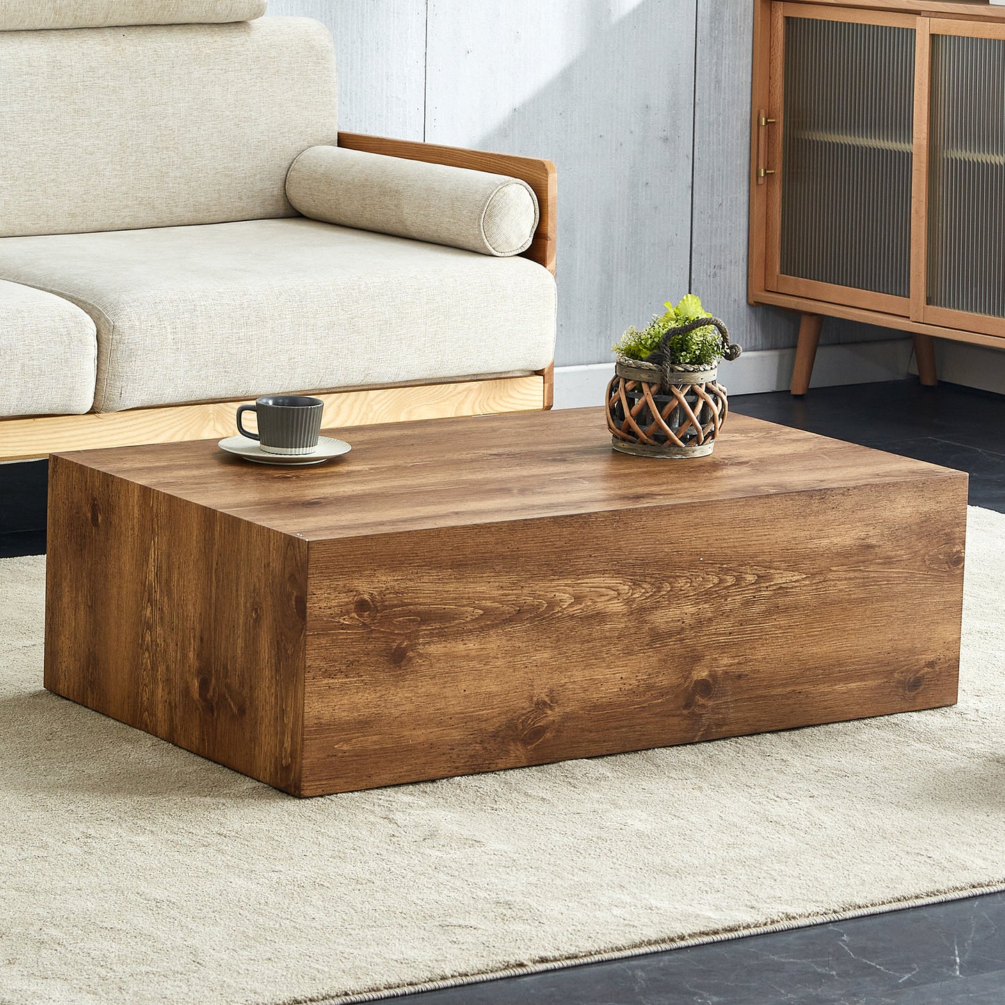 Modern MDF coffee table with wood texture pattern -39.37x23.62x11.81 inches