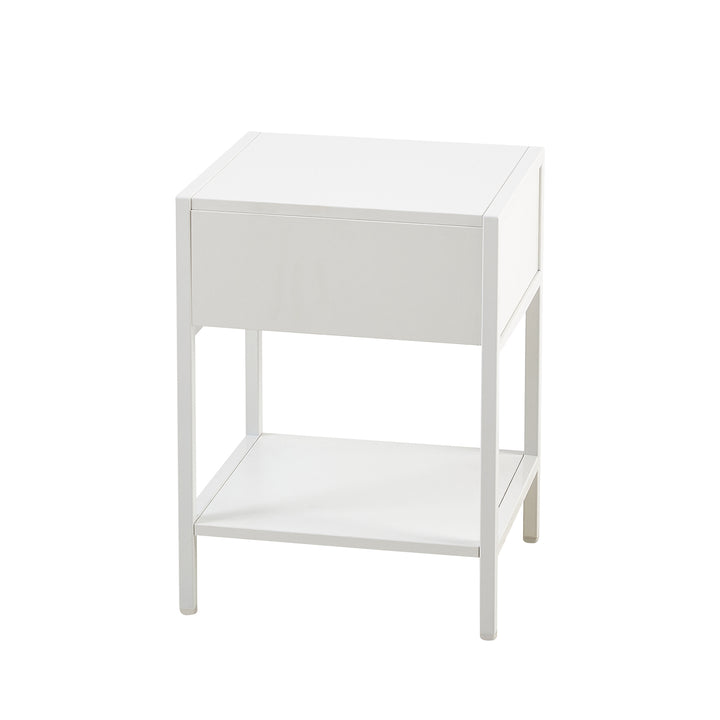 15.74" End table with  drawer, Modern nightstand, metal legs white(1 pc)
