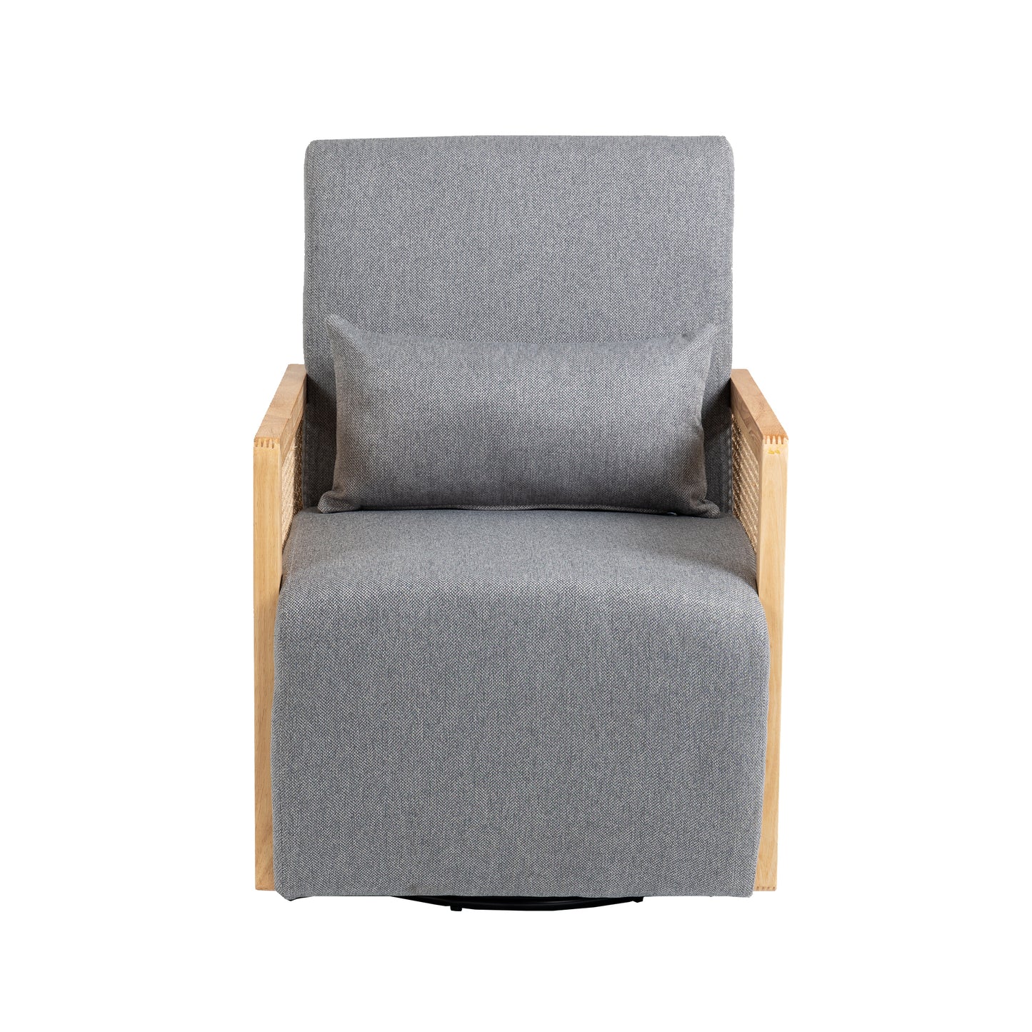 360 Degree Swivel Barrel Club Chair with one pillow,Modern Comfortable Upholstered Accent Chair (Grey linen)