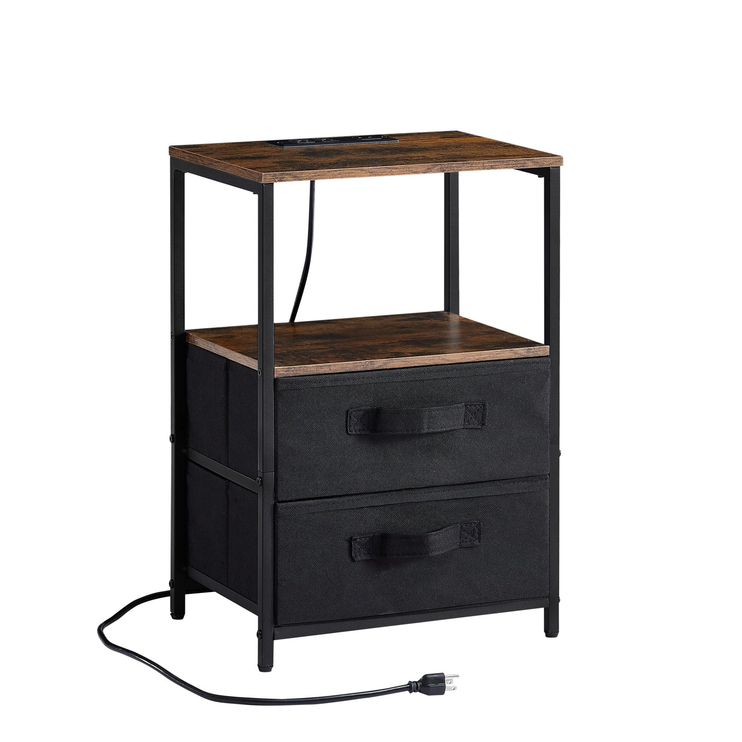 End Table with Charging Station, Nightstand with USB Port