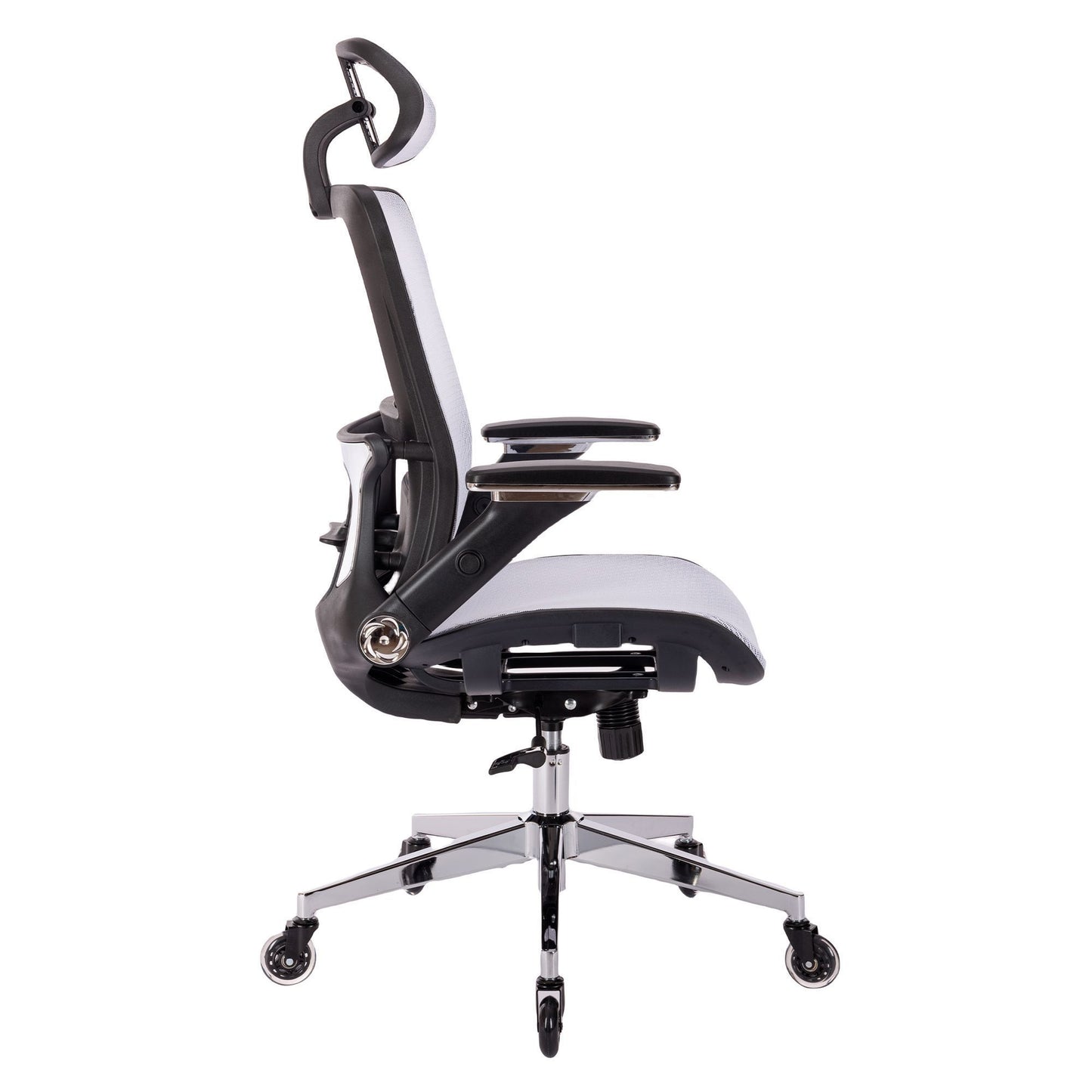 WHITE Ergonomic Mesh Office Chair, High Back - Adjustable Headrest with Flip-Up Arms