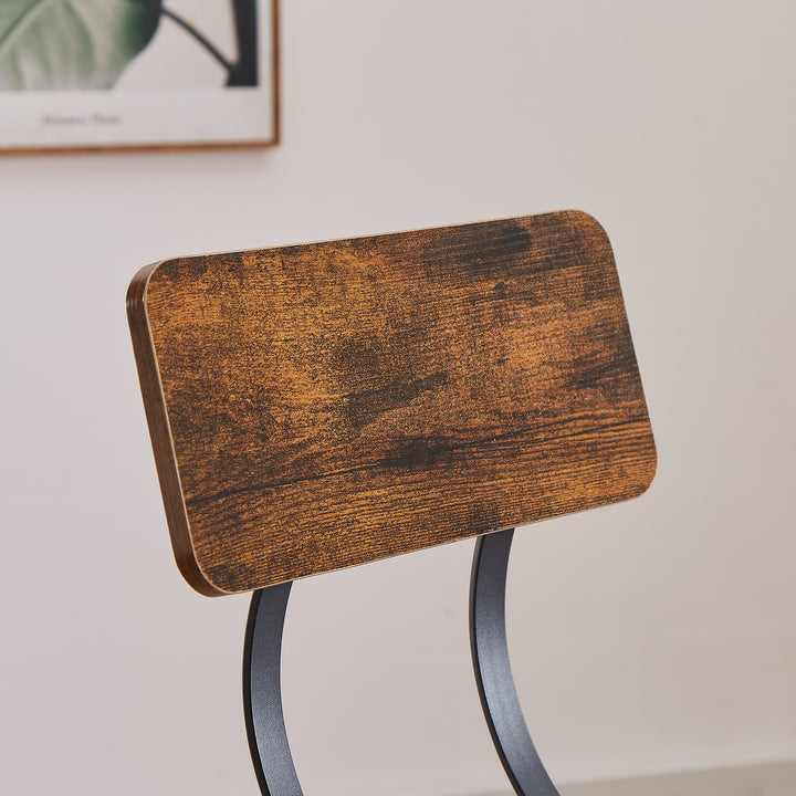 bar stool set of 2 with backrest, industrial style, metal frame