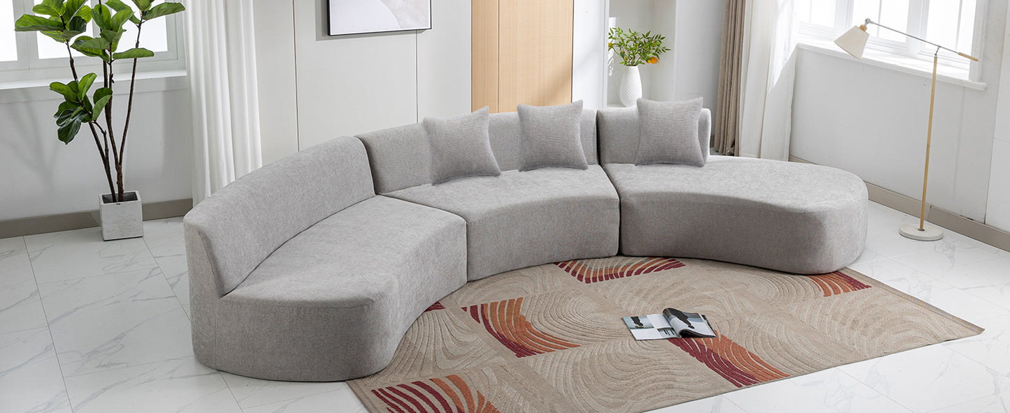 136.6" Stylish Curved sofa Sectional Sofa, Grey