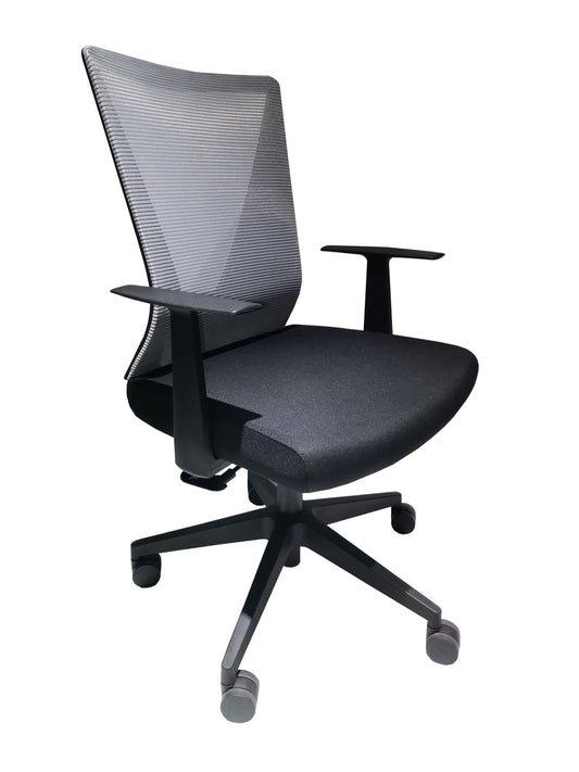 Office Chair Armin, Nylon Base Black, Fixed Armrest, Black Wengue/ Smoke Finish