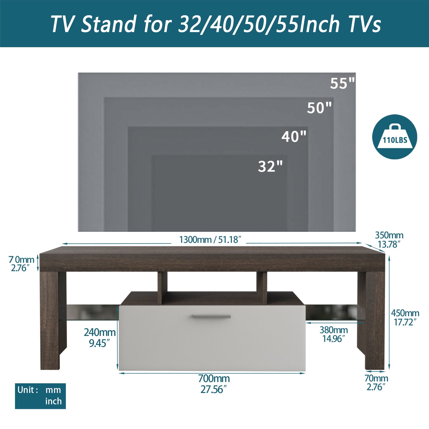 quick assembly brown simple modern TV  stand