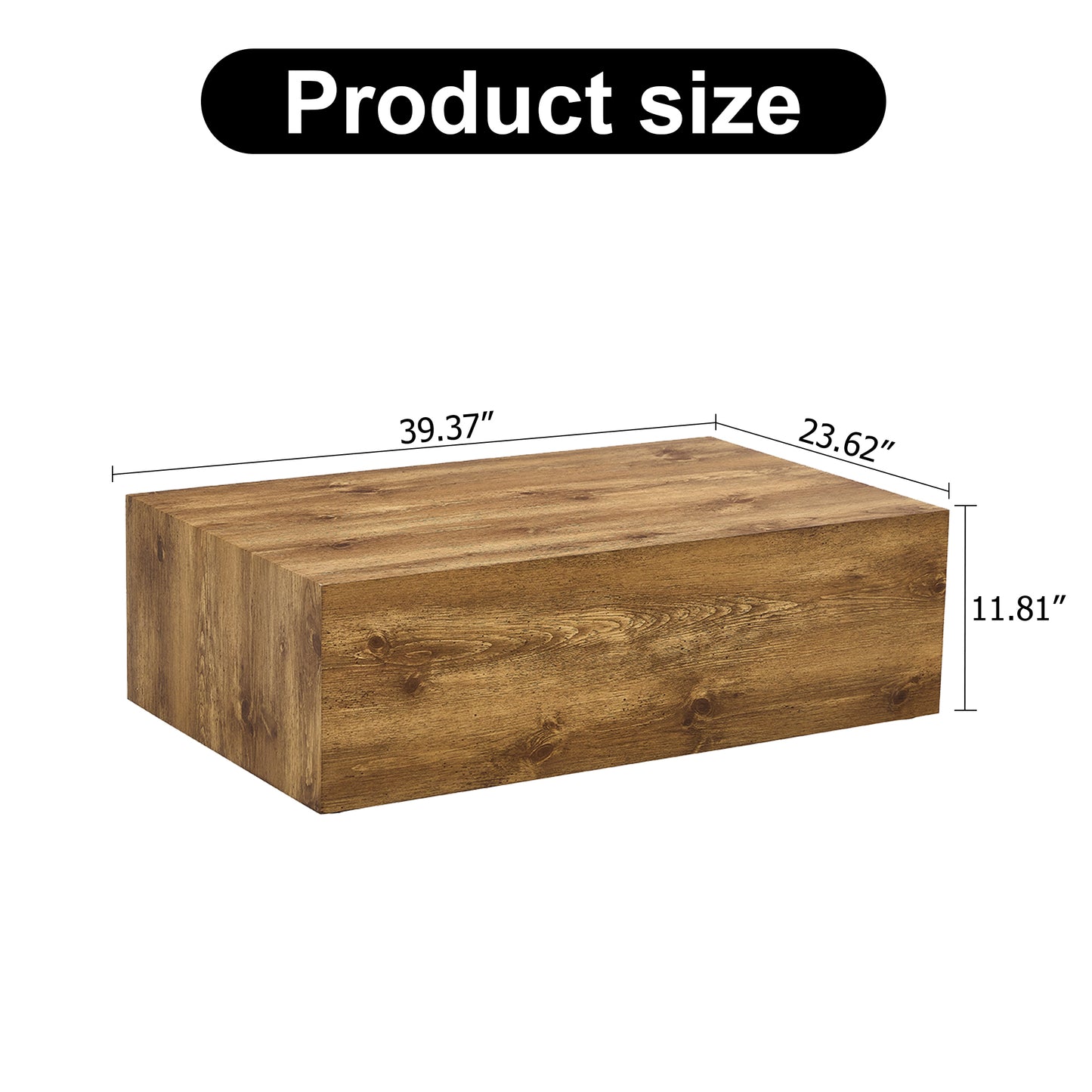 Modern MDF coffee table with wood texture pattern -39.37x23.62x11.81 inches