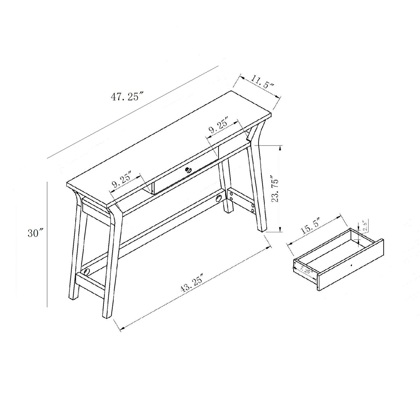 Home Hallway Console Table, Accent Table with Drawer- Red Cocoa