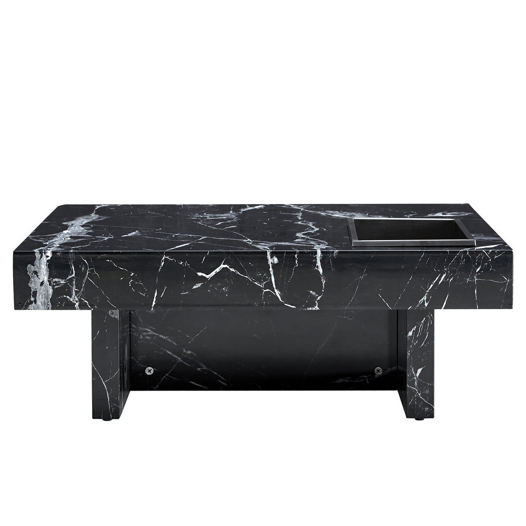 A coffee table made of MDF material with black patterns. 31.4"*31.4"*12"