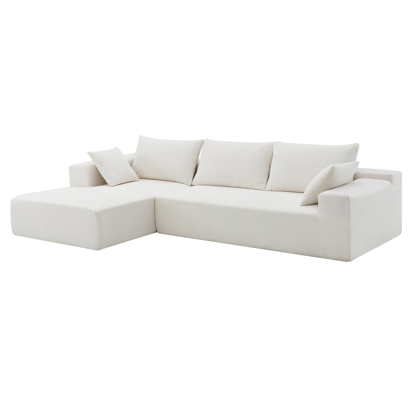 109*68" Sectional Living Room Sofa Set, L-Shape, Cream