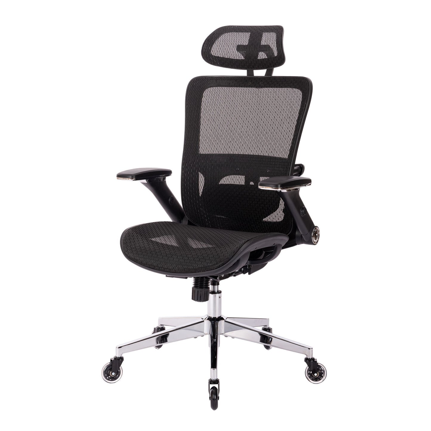 BLACK Ergonomic Mesh Office Chair, High Back - Adjustable Headrest with Flip-Up Arms