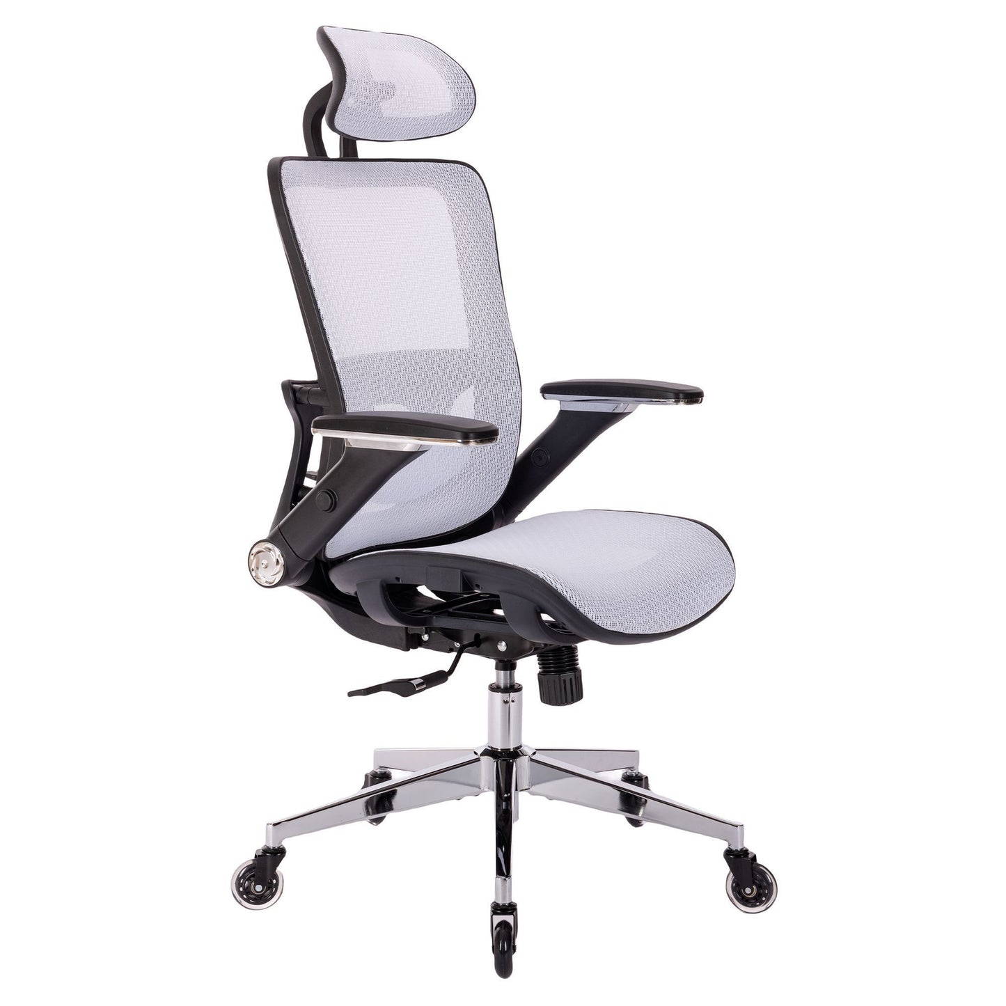 WHITE Ergonomic Mesh Office Chair, High Back - Adjustable Headrest with Flip-Up Arms