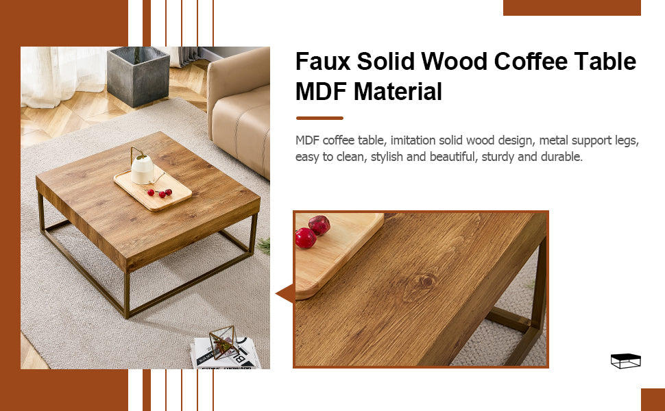 Modern rectangular coffee table, dining table. MDF desktop with metal legs.