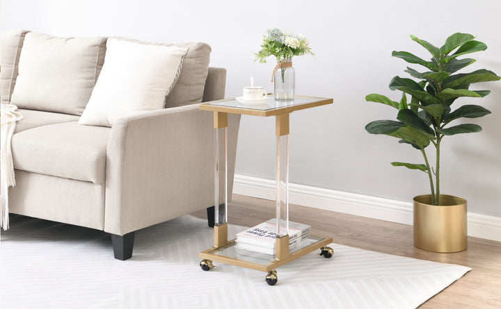 Golden Side Table, Acrylic Sofa Table
