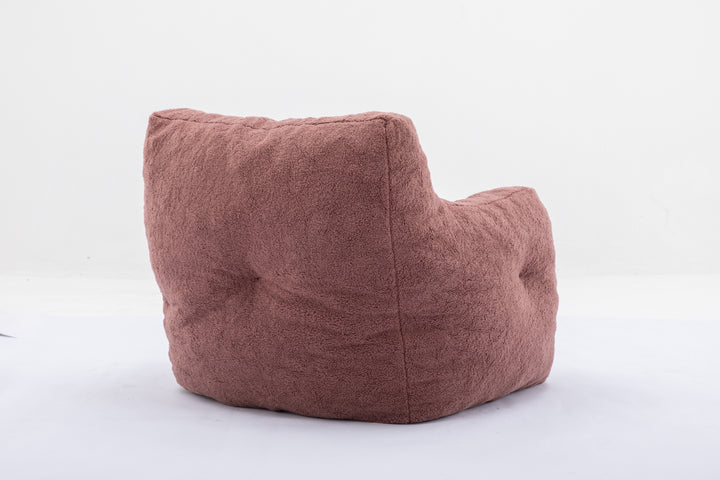 Soft Teddy Fabric Tufted Foam Bean Bag Chair With Teddy Fabric Bean Paste Red