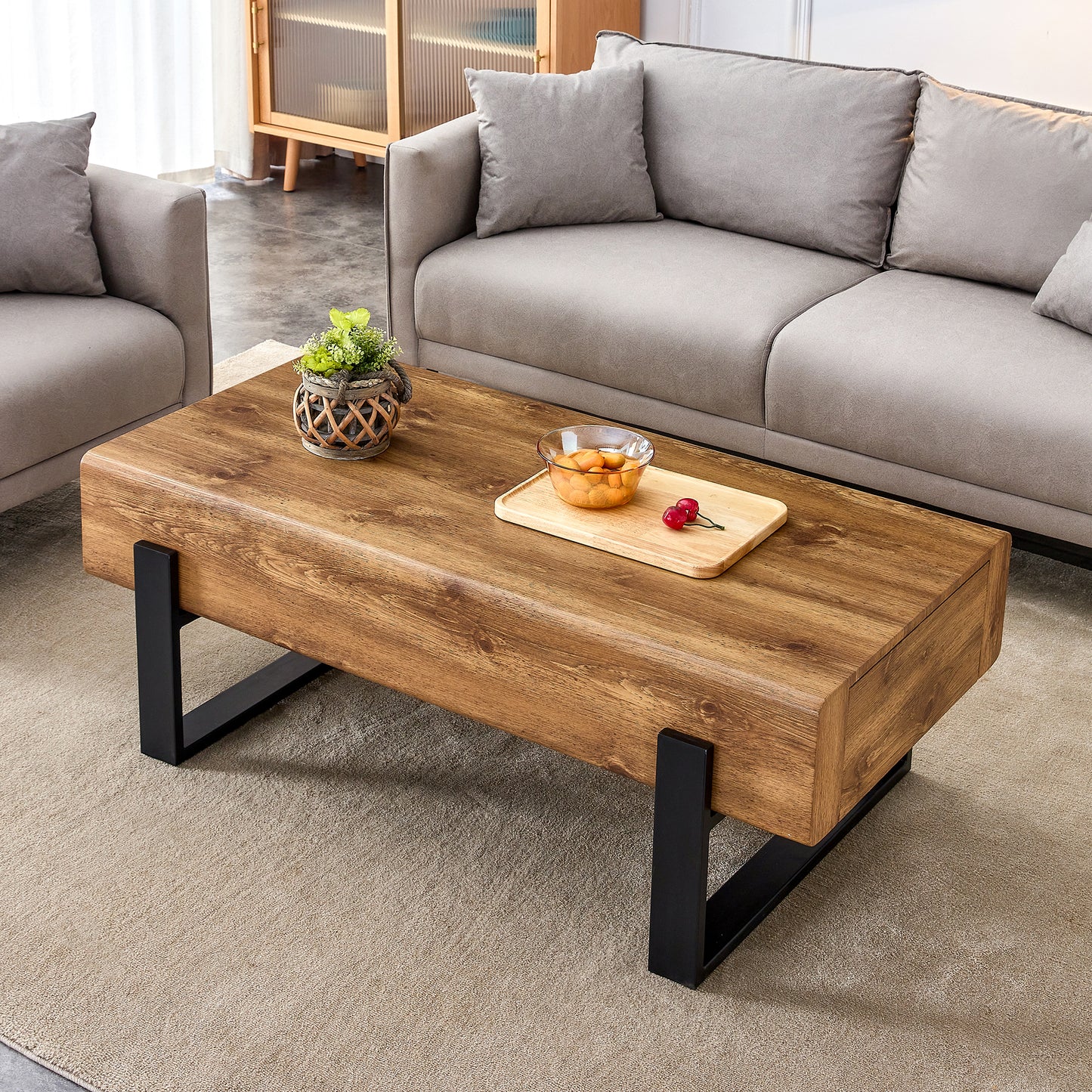 A coffee table made of American vintage MDF material.