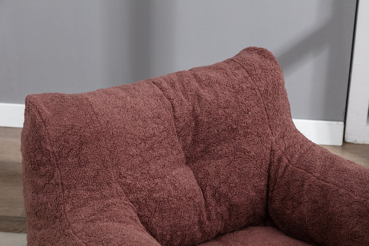 Soft Teddy Fabric Tufted Foam Bean Bag Chair With Teddy Fabric Bean Paste Red