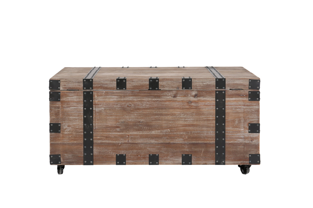 Antique Reclaimed Wood Gray Trunk Table And Side Table
