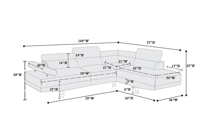 White Color Sectional Living Room Furniture Faux Leather