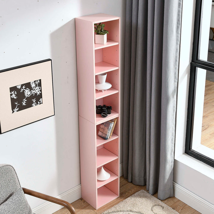 8-Tier Media Tower Rack, CD DVD Slim Storage Cabinet with Adjustable Shelves