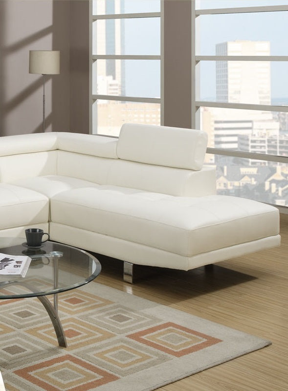 White Color Sectional Living Room Furniture Faux Leather