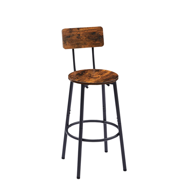Round bar stool set with shelves, stool with backrest Rustic Brown