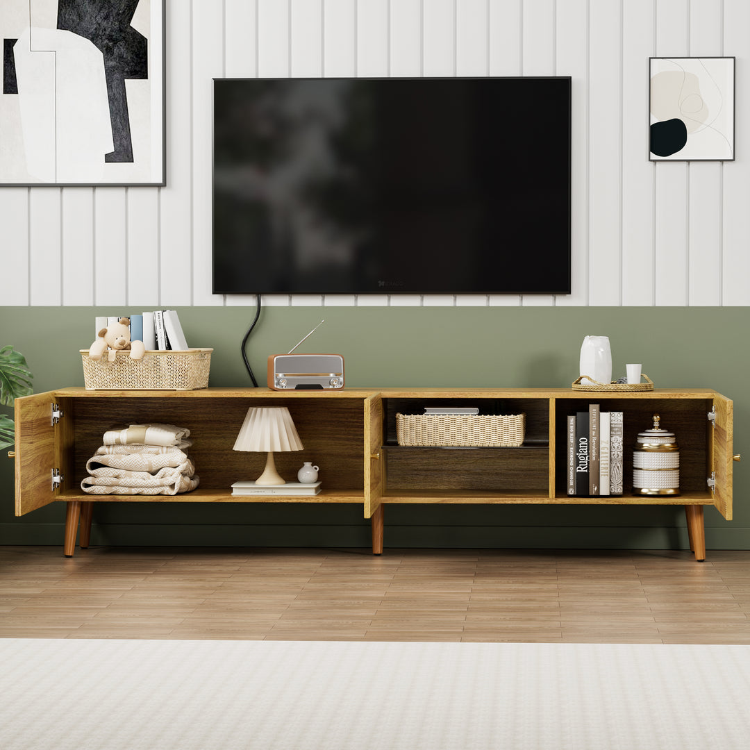 70 Inch Mid Century Modern TV Stand, TV Stand with Storage