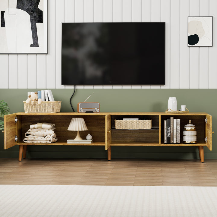 70 Inch Mid Century Modern TV Stand, TV Stand with Storage