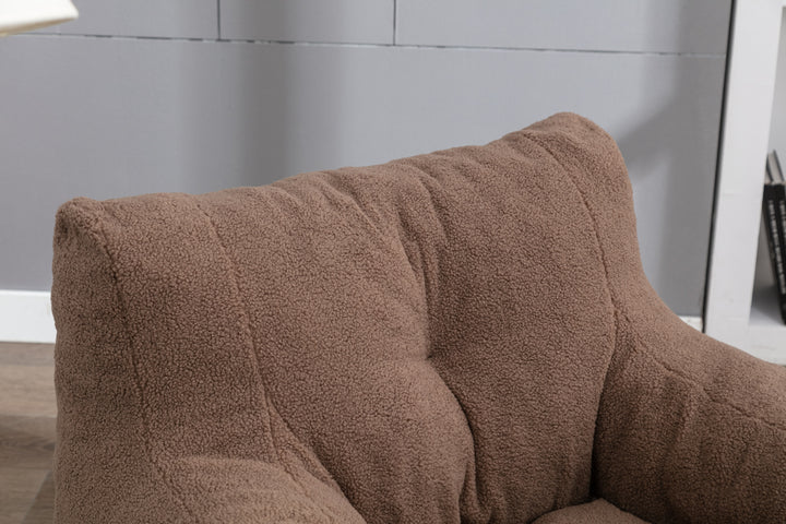 Soft Teddy Fabric Tufted Foam Bean Bag Chair With Teddy Fabric Coffee