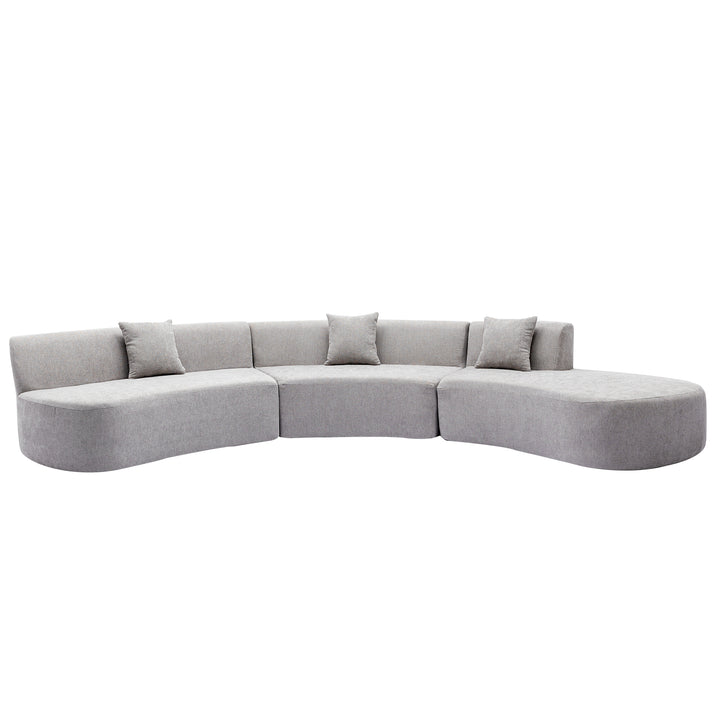 136.6" Stylish Curved sofa Sectional Sofa, Grey