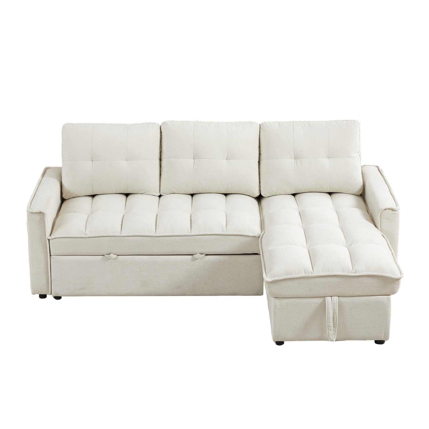 78.75" Reclining Sofa, Pull-Out Sofa Bed with USB and tape-c charging ports, L-Shaped Sectional Sofa with Reclining Storage and Arm Side Organizer Pocket Features