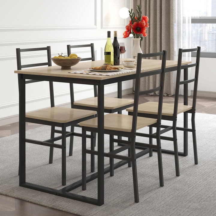 Five-piece set table and chair with backrest, industrial style, solid structure