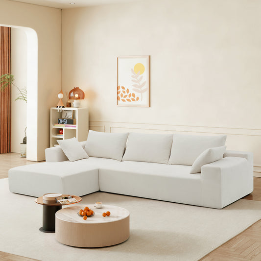 109*68" Sectional Living Room Sofa Set, L-Shape, Cream