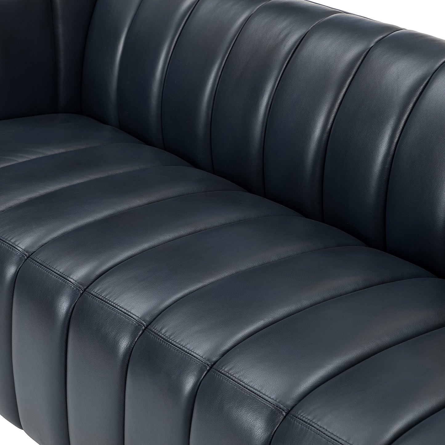 83" Genuine Leather Sofa-NAVY