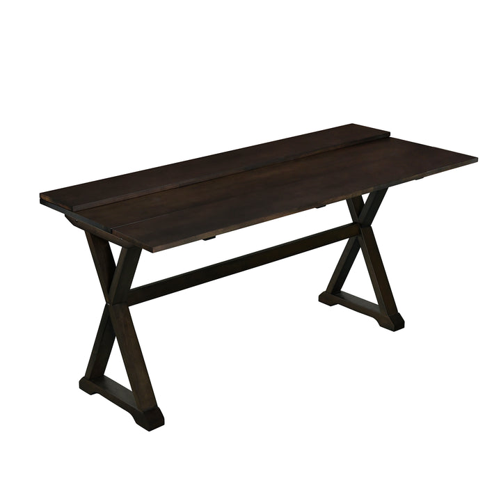 5-Piece 62*35.2inch Extendable Rubber Wood Dining Table Set with X-shape Legs
