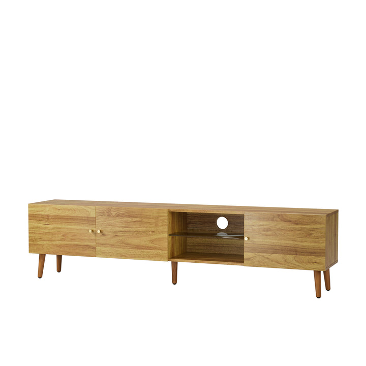 70 Inch Mid Century Modern TV Stand, TV Stand with Storage