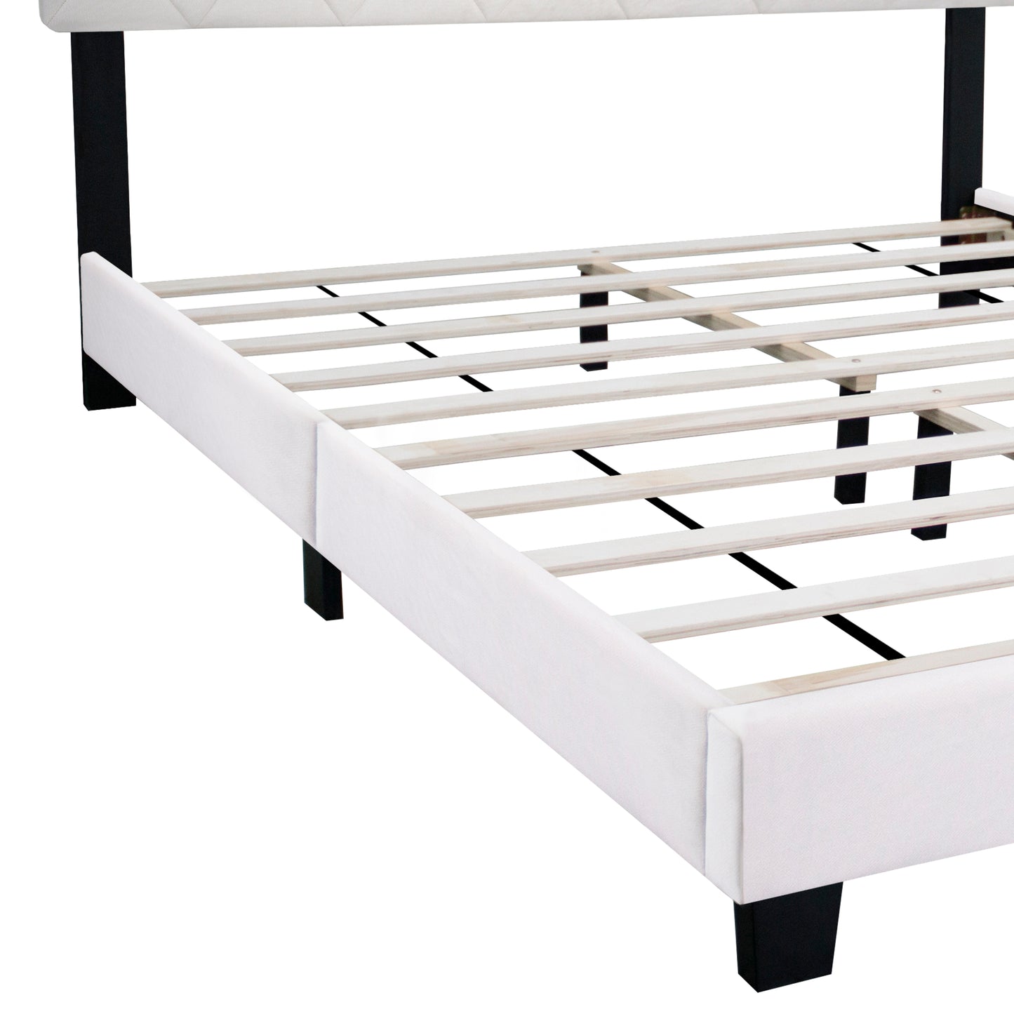 WHITE QUEEN SIZE ADJUSTABLE UPHOLSTERED BED FRAME AMERICAN SIMPLE AND VERSATILE STYLE,SUITABLE FOR ANY ROOM STYLE