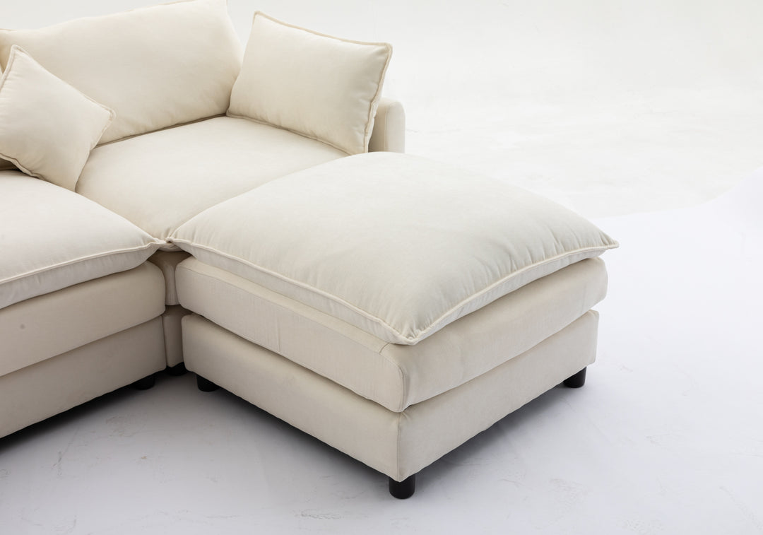 Modular Sectional Sofa, 100.39" x 34.65" 3-Seater Sofa with Ottoman, Modern L-Shaped Sofa for Living Room Bedroom Apartment