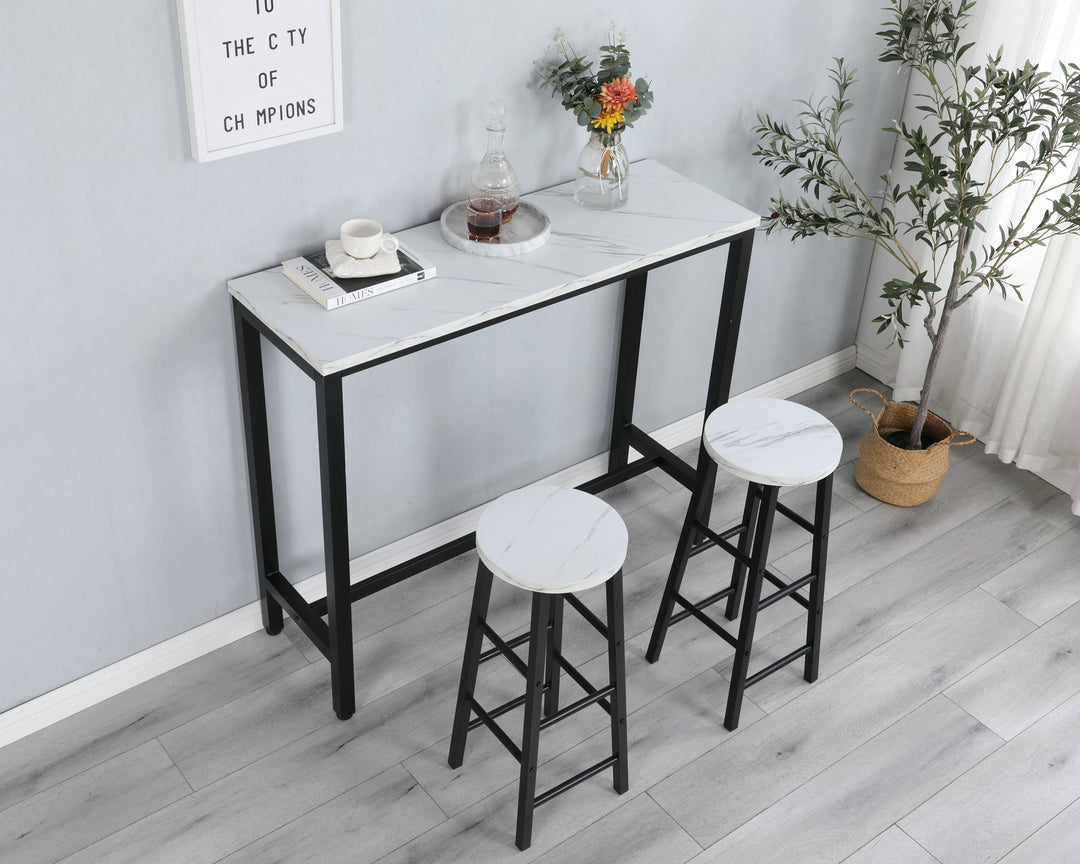 Black Table Top Bar Table with 2 Bar Chairs, Kitchen Counter with Bar Chairs,Breakfast Bar Table Sets, for Home,Kitchen, Office
