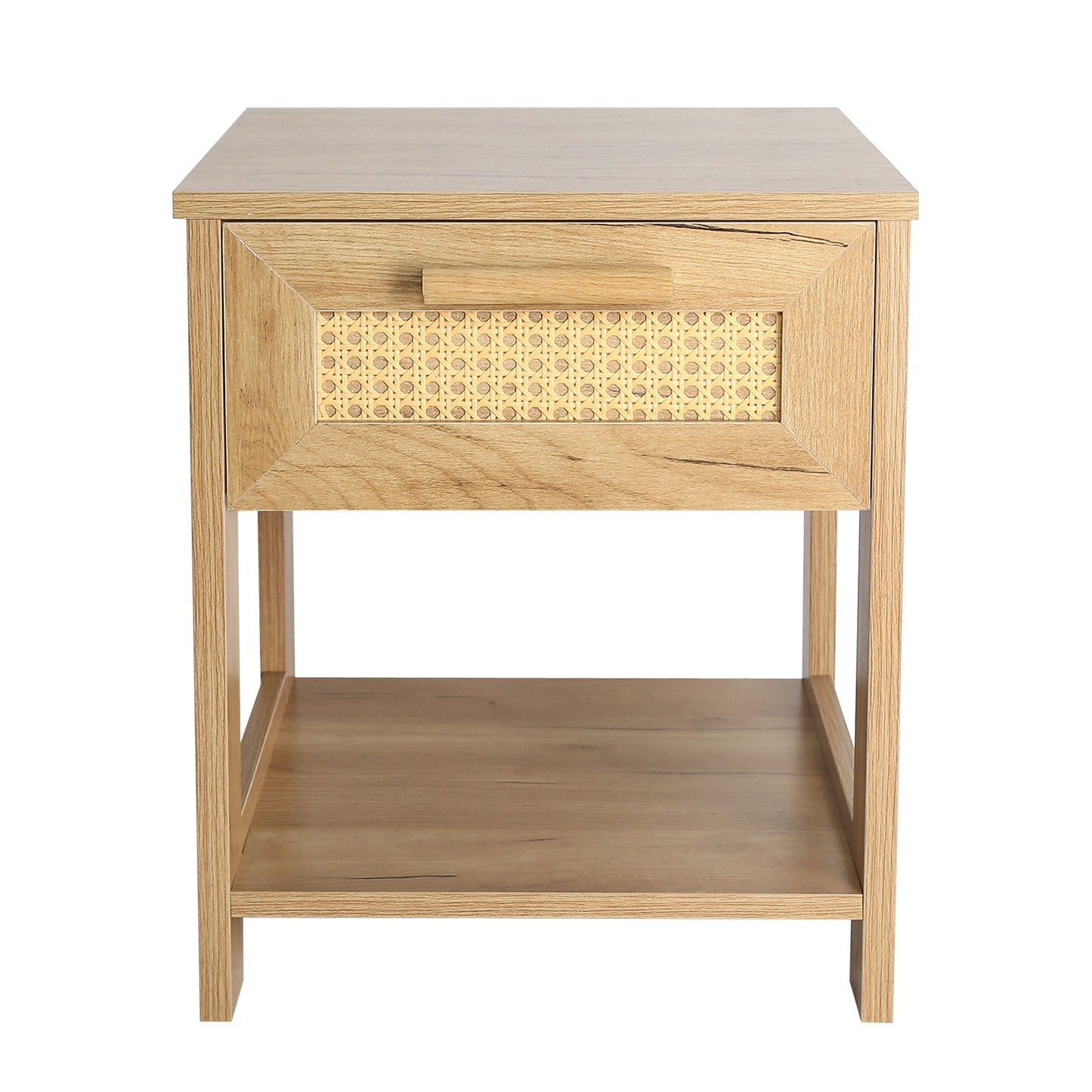 Nightstand Set of 2, 2 Drawer Dresser for Bedroom, Small Dresser with 2 Drawers and two open storage shelf  Natural Color