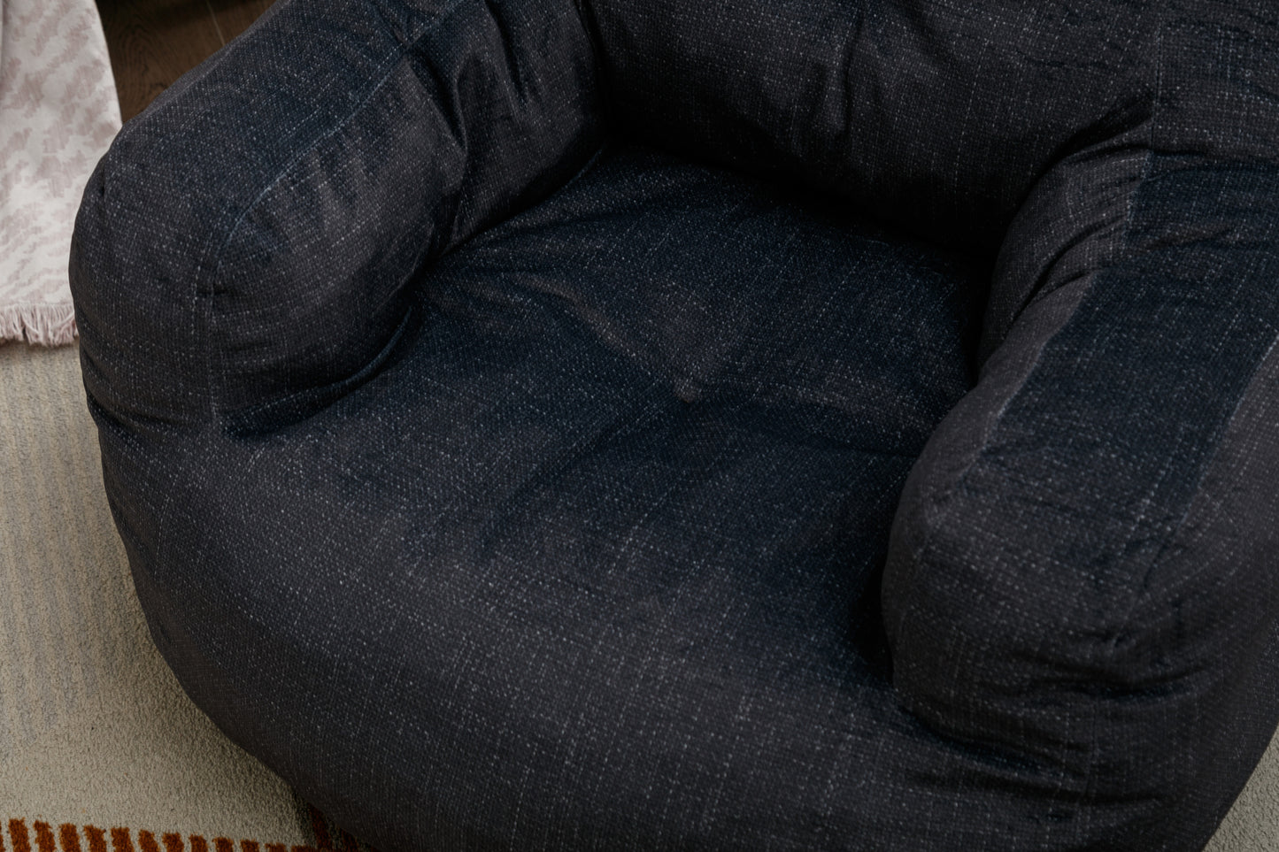 Soft Velvet Fabric Bean Bag Chair Filled With Memory Sponge,Dark Gray