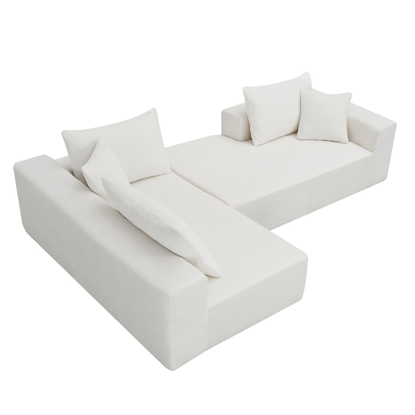 109*68" Sectional Living Room Sofa Set, L-Shape, Cream