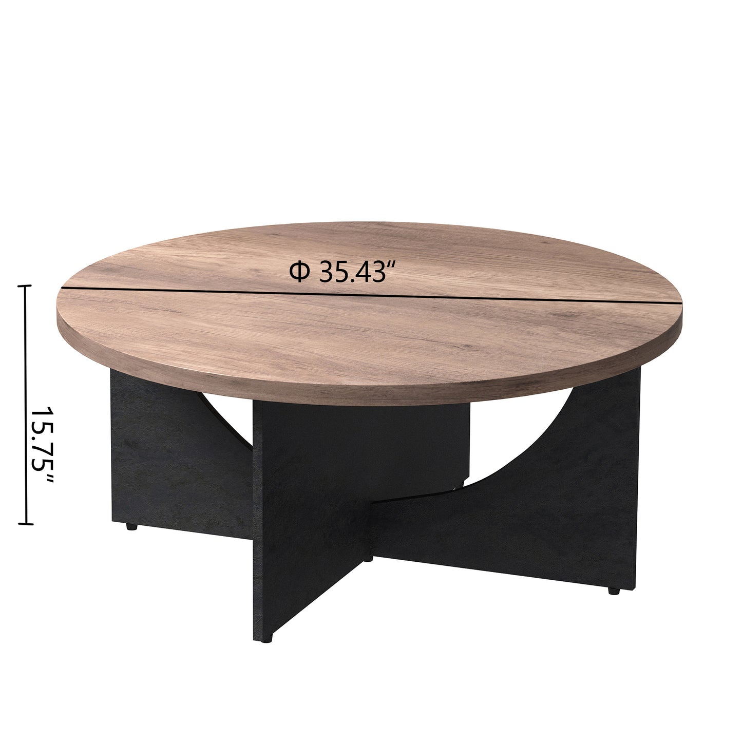 35 Inch Retro Round Coffee Table for Living Room and Bedroom