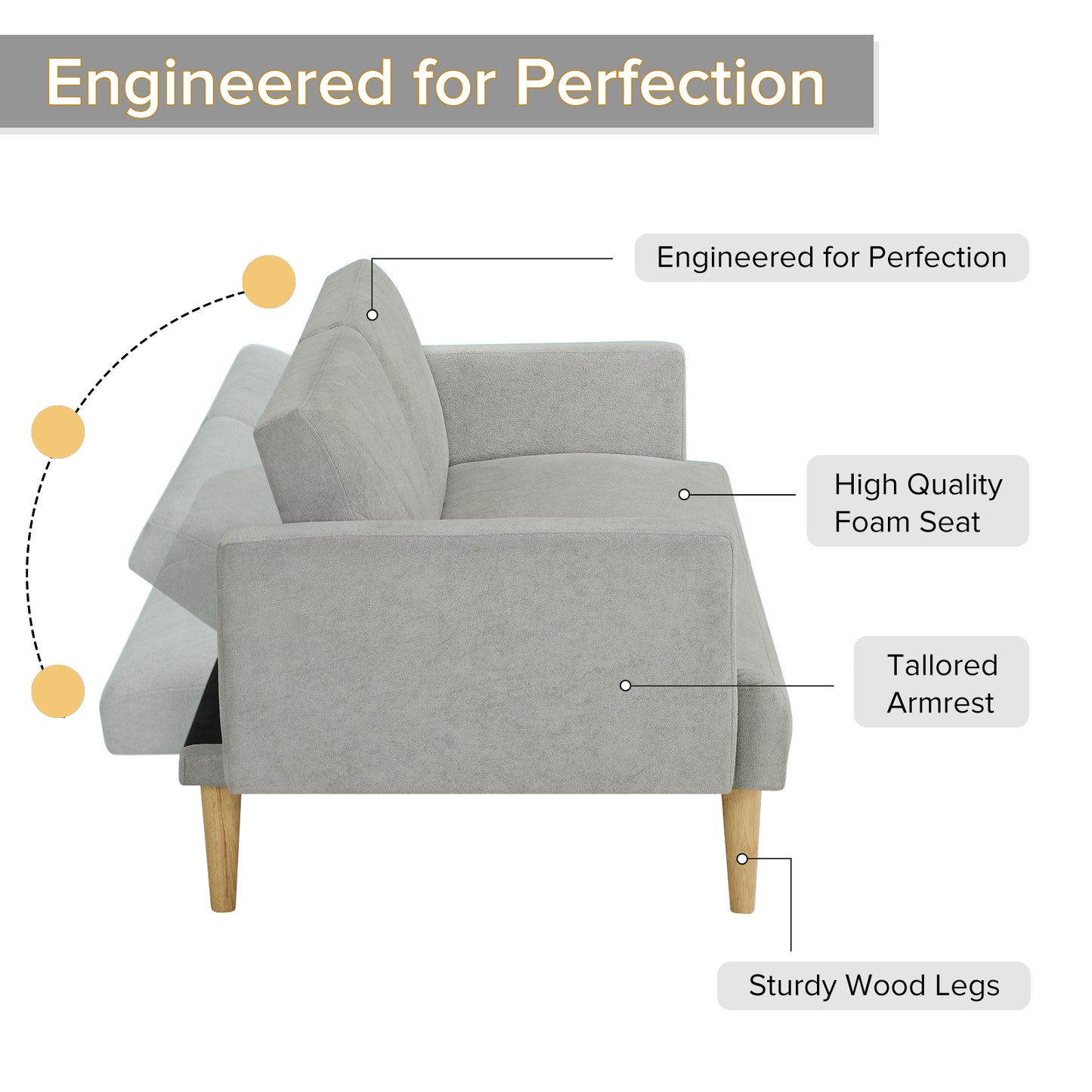 Multi-Functional Sofa Bed - Easily Converts to Single Bed,Grey