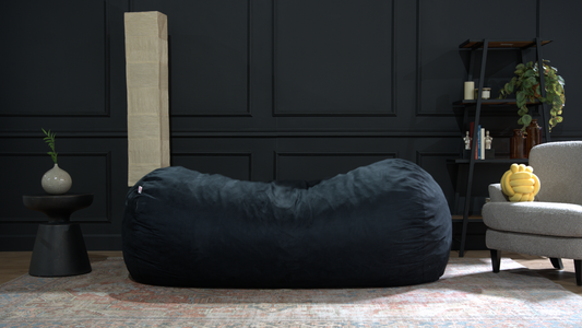 Traditional 8 Foot Cylindrical Suede Bean Bag, Black