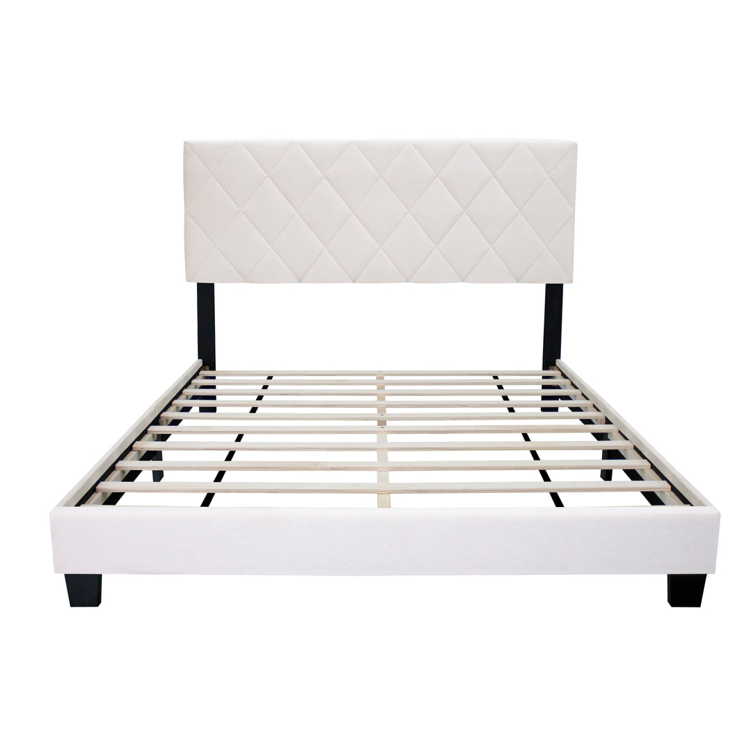 WHITE QUEEN SIZE ADJUSTABLE UPHOLSTERED BED FRAME AMERICAN SIMPLE AND VERSATILE STYLE,SUITABLE FOR ANY ROOM STYLE