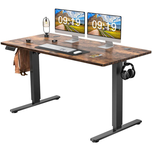 Electric Height Adjustable Standing Desk,Brown,55'' x 24"