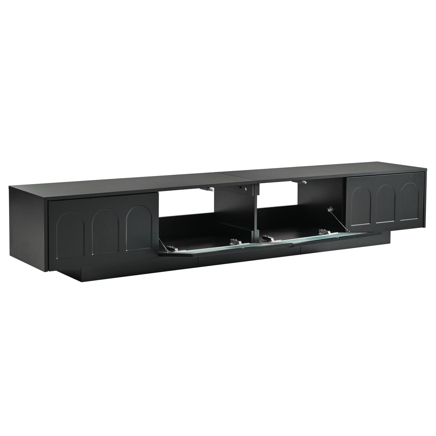 TV Stand with Fluted tempered Glass Doors for TVs Up to 95''