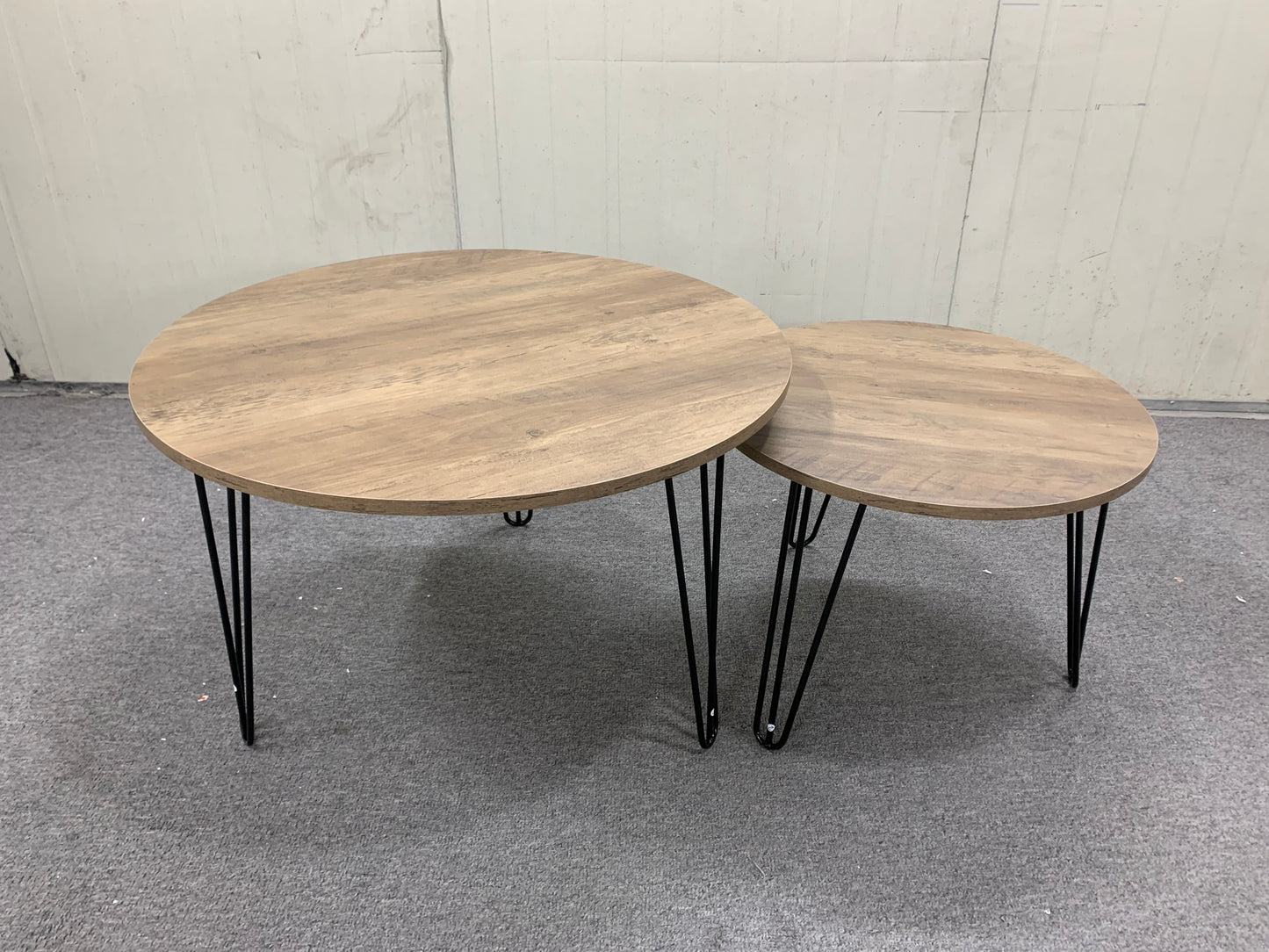 27.56'' Round Nesting Coffee Table Set of 2, Brown