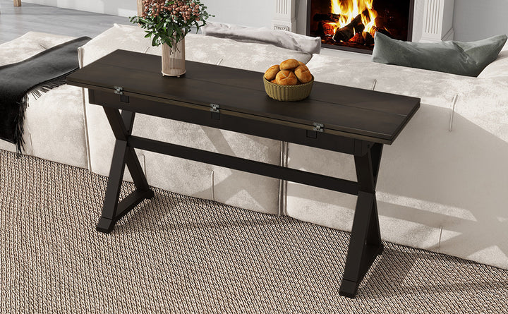 5-Piece 62*35.2inch Extendable Rubber Wood Dining Table Set with X-shape Legs