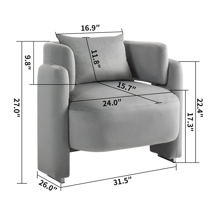 Modern design velvet lounge chair,single sofa with pillows (GREY)